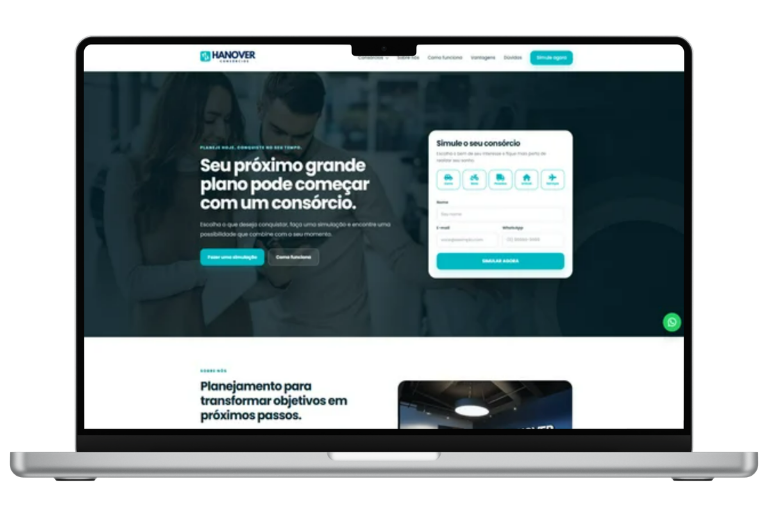 Apresentação de Site com simulação para empresas de Consórcios em PHP