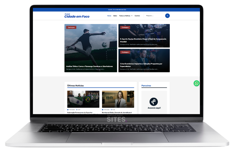 Apresentação de Template WordPress para Portal de Notícias com painel admin